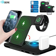 Load image into Gallery viewer, 15W Qi Fast Wireless Charger Stand For iPhone 11 XR X 8 Apple Watch 4 in 1 Foldable Charging Dock Station for Airpods Pro iWatch
