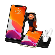 Load image into Gallery viewer, 15W Qi Fast Wireless Charger Stand For iPhone 11 XR X 8 Apple Watch 4 in 1 Foldable Charging Dock Station for Airpods Pro iWatch
